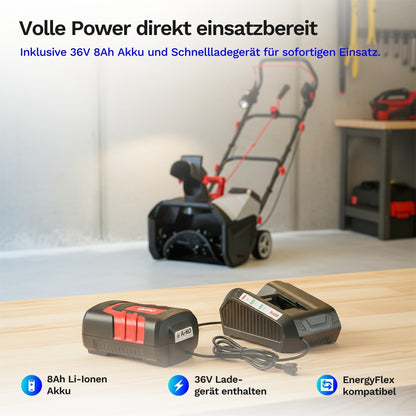 AL-KO Akku-Schneefräse 36V - ST 4048 - inkl. Akku und Ladegerät - Mühelose Räumung bis zu 300 m²