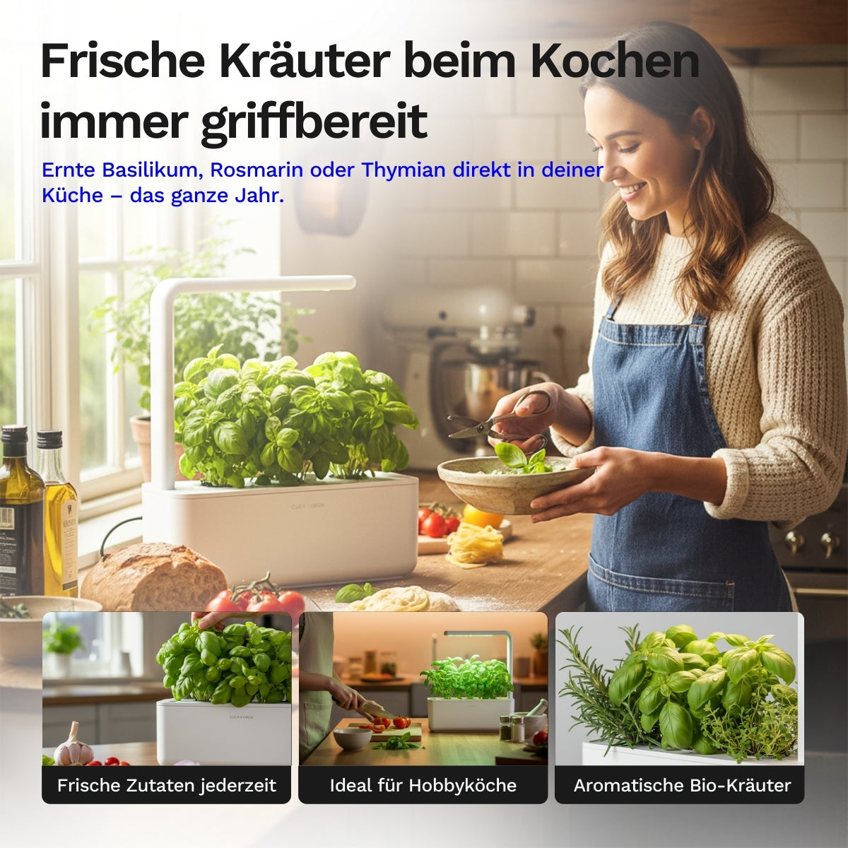 Click & grow Smart Garden 3 - Indoor Kräutergarten (Farbe: weiß oder grau)