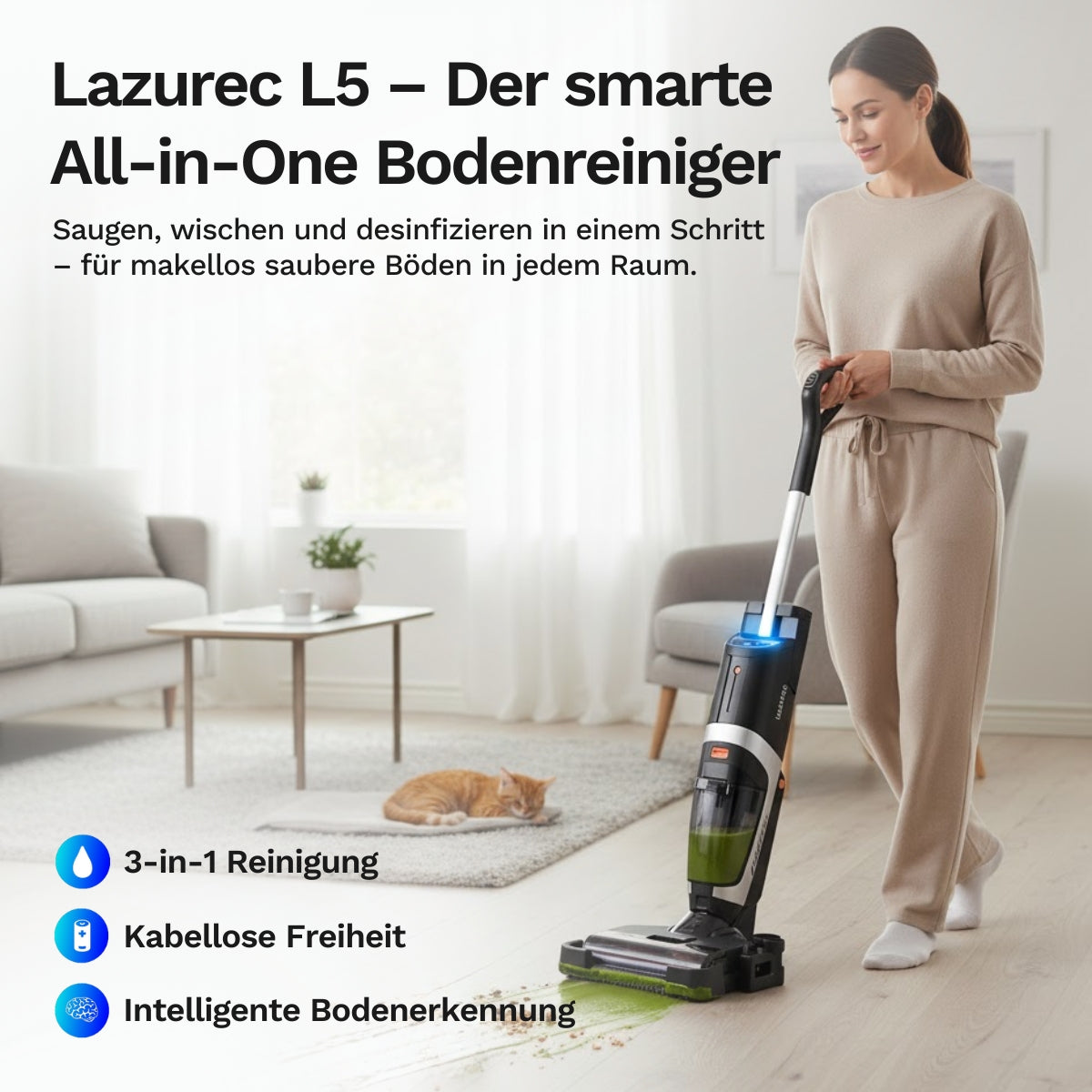 Lazurec L5 – Kabelloser Nass-Trocken-Sauger mit starker Saugleistung
